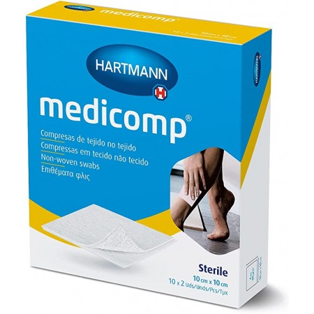 MEDICOMP COMPRESAS APOSITO ESTERIL SIN TEJER 10X10CM 20 UNIDADES