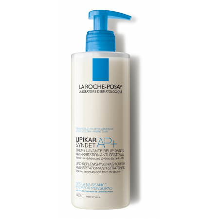 Botella de 400 ml con dosificador de La Roche-Posay Lipikar Syndet AP+ crema lavante