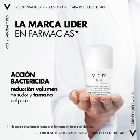 VICHY DESODORANTE 48H ANTI-TRANSPIRALTE CALMANTE PIEL SENSIBLE ROLL-ON 50ML