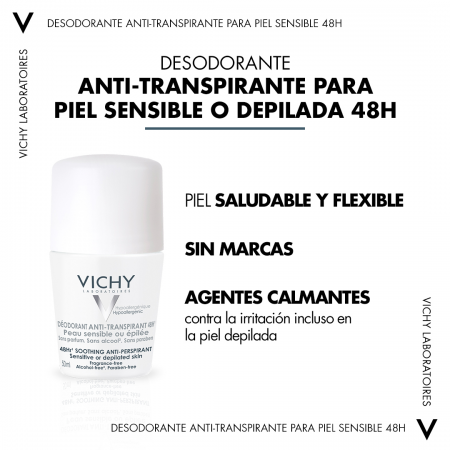 VICHY DESODORANTE 48H ANTI-TRANSPIRALTE CALMANTE PIEL SENSIBLE ROLL-ON 50ML