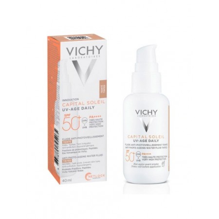 VICHY CAPITAL SOLEIL SPF 50 UV-AGE FLUIDO ACUOSO ANTIEDAD CON COLOR 40 ML