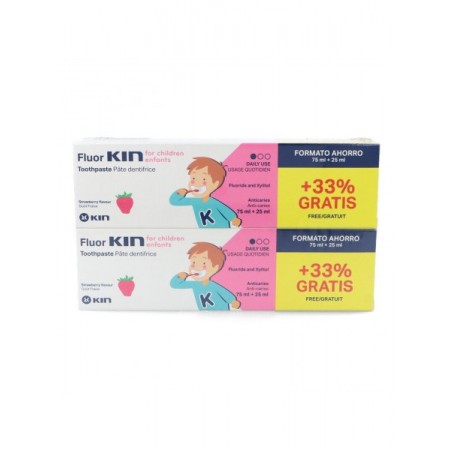 FLUOR KIN INFANTIL PASTA DENTIFRICA FRESA 2 X 100 ML