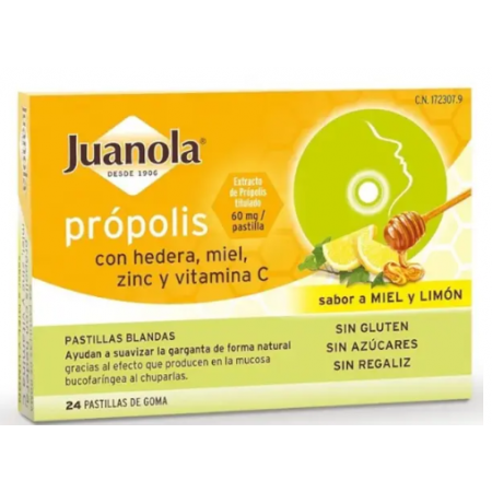 JUANOLA PROPOLIS HIEDRA PASTILLAS MIEL 24 PASTILLAS