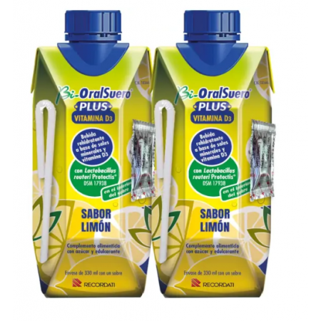 BIORALSUERO PLUS BRICK CON PROBIOTICOS Y VITAMINA D SABOR LIMON 2 X 330ML