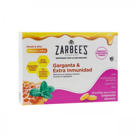 ZARBEES GARGANTA Y EXTRA INMUNIDAD 24 PASTILLAS PARA CHUPAR