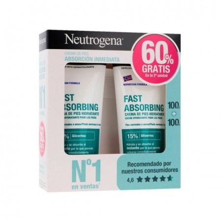 NEUTROGENA DUPLO CREMA DE PIES HIDRATANTE ABSORCION INMEDIATA 2 X 100 ML