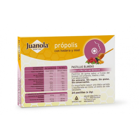JUANOLA PROPOLIS HIEDRA Y FRUTAS DEL BOSQUE 24  PASTILLAS BLANDAS