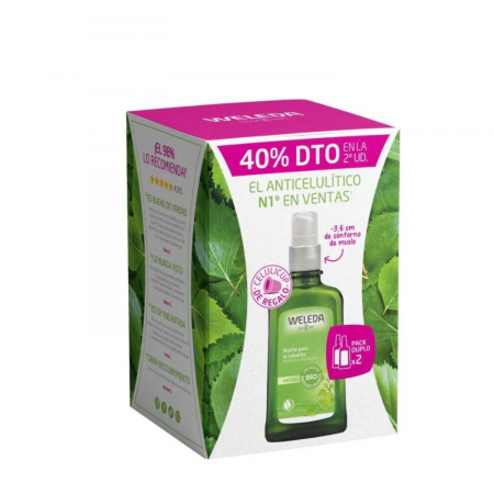 WELEDA DUPLO ACEITE ANTICELULITICO CORPORAL DE ABEDUL 2 X 100 ML + APLICADOR