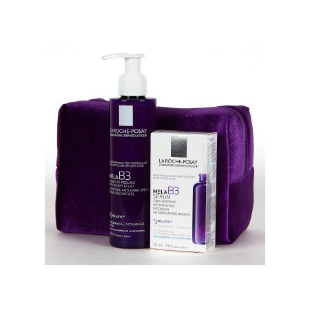 LA ROCHE POSAY PACK MELA B3 SERUM 30ML + MELA B3 GEL LIMPIADOR 200ML NECESER MORADO