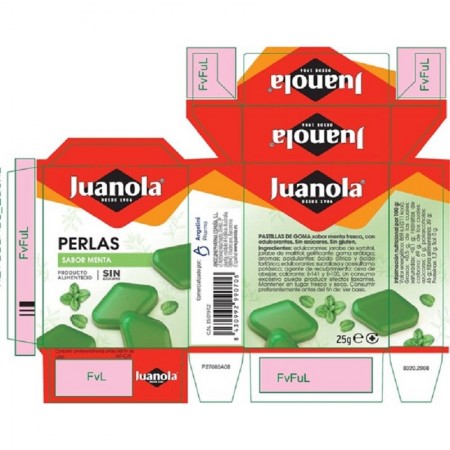 JUANOLA PERLAS SABOR A MENTA  FRESCA 25 G