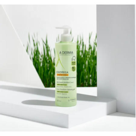 A-DERMA EXOMEGA GEL EMOLIENTE 2 EN 1 CABELLO Y CUERPO 500 ML
