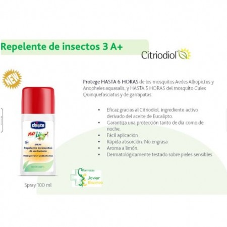 CHICCO SPRAY REPELENTE INSECTOS. MOSQUITOS Y GARRAPATAS 100 ML