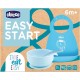 CHICCO EASY START PACK ACCESORIOS SILICONA AZUL: PLATO, BABERO Y CUCHARA