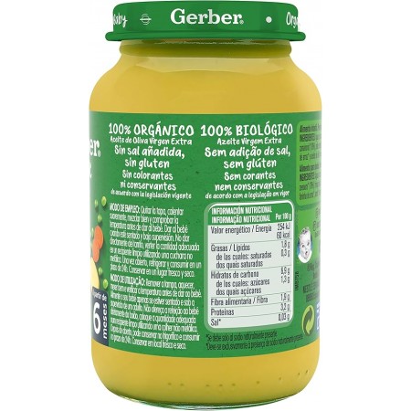 GERBER ORGANIC GUISANTES PATATAS POLLO TARRITO 190 G