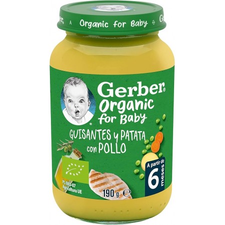 GERBER ORGANIC GUISANTES PATATAS POLLO TARRITO 190 G