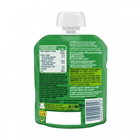 GERBER ORGANIC PERA MANZANA PLATANO POUCH 90 G