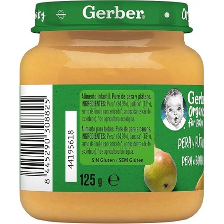 GERBER ORGANIC PERA Y PLATANO TARRITO 125 G