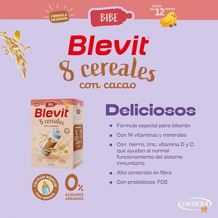 BLEVIT BIBE 8 CEREALES CON CACAO 500 GR