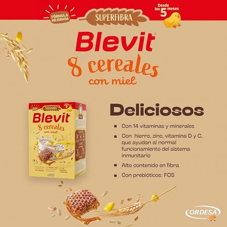 BLEVIT SUPER FIBRA 8 CEREALES MIEL 500GR