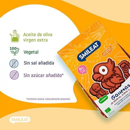 SMILEAT GALLETAS DE ESPELTA AVENA Y CACAO ECO BOLSA 220 G