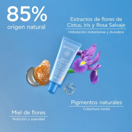 APIVITA AQUA BEELICIOUS SPF30 CREMA FLUIDA ILUMINADORA HIDRATANTE CON COLOR 40 ML