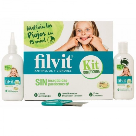 FILVIT KIT SIN INSECTICIDA ANTIPIOJOS LOCION 125ML + ACONDICIONADOR 125 ML + PEINE LENDRERA