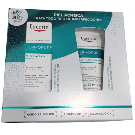 EUCERIN PACK DERMOPURE PIEL ACNEICA SERUM TRIPLE ACCIÓN 40ML+ GEL LIMPIADOR CONCENTRADO 75ML