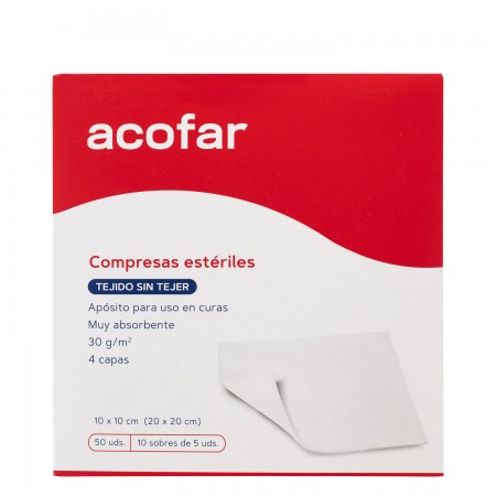 ACOFAR GASA ESTERIL ALGODON HIDROFILO COMPRESAS SOBRE 5 U  50 UNIDADES
