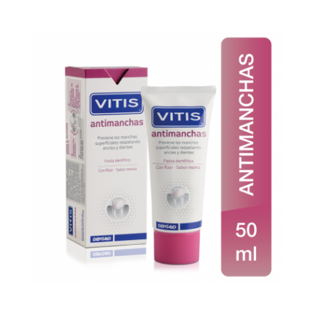VITIS ANTI-STAIN TRATA MANCHAS CLORHEXIDINA PASTA DENTIFRICA CON FLUOR SABOR MENTA 50ML