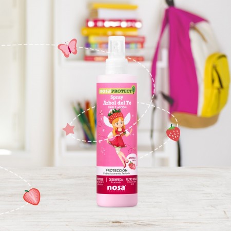 NOSA SPRAY DESENREDANTE ARBOL DEL TE ROSA TRIPLE ACCIÓN 250 ML AROMA DE FRESA
