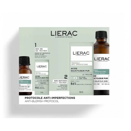 LIERAC PACK PROTOCOLO ANTIINPERFECCIONES PURE ACID SALICYLIC PEELING 100ML + STOP GRANOS 15ML
