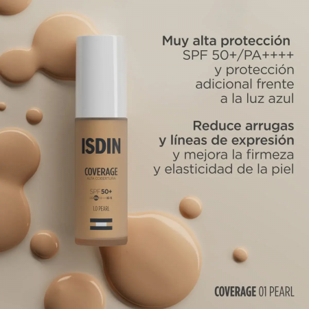 ISDIN COVERAGE ALTA COBERTURA BASE DE MAQUILLAJE SPF50+ COLOR 1.0 PEARL 30G