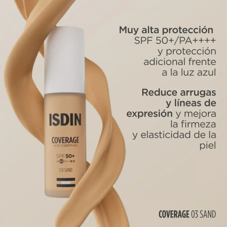 ISDIN COVERAGE ALTA COBERTURA BASE DE MAQUILLAJE SPF50+ COLOR 3.0 SAND ARENA 30G
