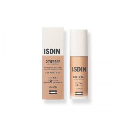 ISDIN COVERAGE ALTA COBERTURA BASE DE MAQUILLAJE SPF50+ COLOR 4.0 DORADO 30G