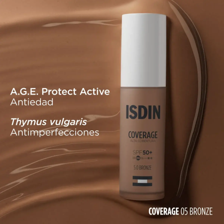 ISDIN COVERAGE ALTA COBERTURA BASE DE MAQUILLAJE SPF50+ COLOR 5.0 BRONZE 30G