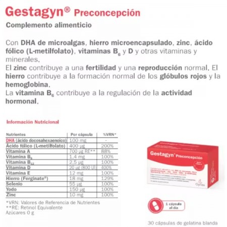 GESTAGYN PRECONCEPCION 30 CAPSULAS