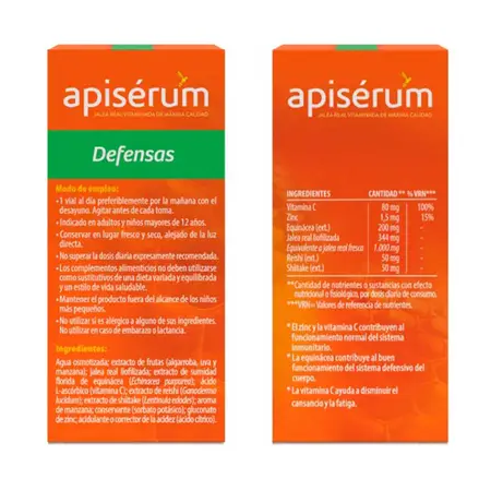 APISERUM DEFENSAS PACK AHORRO 2º UD 50% 18+18 VIALES BEBIBLES 10 ML
