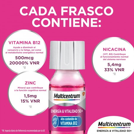 MULTICENTRUM ENERGIA & VITALIDAD 50+ 30 FRASCOS 7 ML BEBIBLES SABOR FRAMBUESA