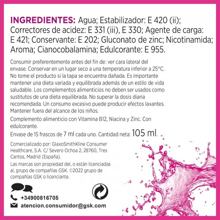 MULTICENTRUM ENERGIA & VITALIDAD 50+ 30 FRASCOS 7 ML BEBIBLES SABOR FRAMBUESA