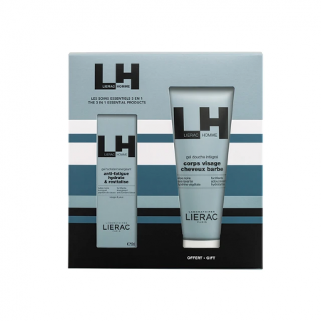 LIERAC HOMME PACK GEL CREMA FACIAL HIDRATANTE ENERGIZANTE 50 ML + GEL DE DUCHA 200ML REGALO