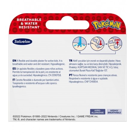 SALVELOX ADHESIVOS ADHESIVOS  POKEMON WATER RESISTE 20 TIRITAS SURTIDAS