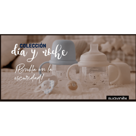 SUAVINEX BIBERON DE SILICONA ANTICOLICO Y ANTIDERRAME CON ASAS NIGHT&DAY +6MESES 150 ML