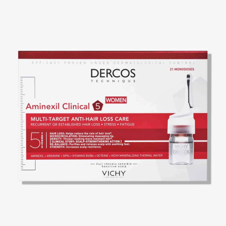 DERCOS AMINEXIL CLINICAL 5 MUJER 21 MONODOSIS 6ML