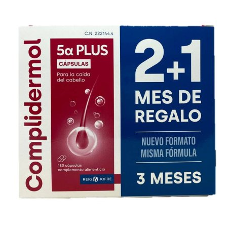 COMPLIDERMOL 5ALFA PLUS PACK 2 MESES + 1 MES GRATIS 180 CAPSULAS