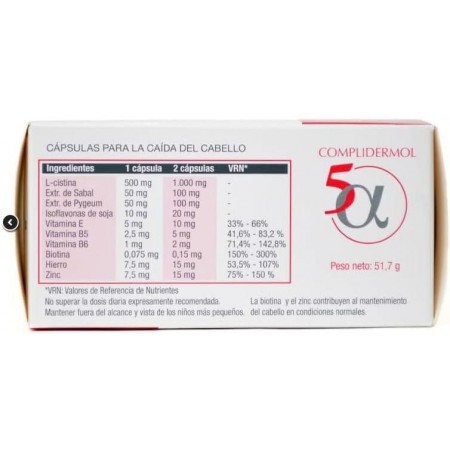 COMPLIDERMOL 5 ALFA 60 CAPSULAS