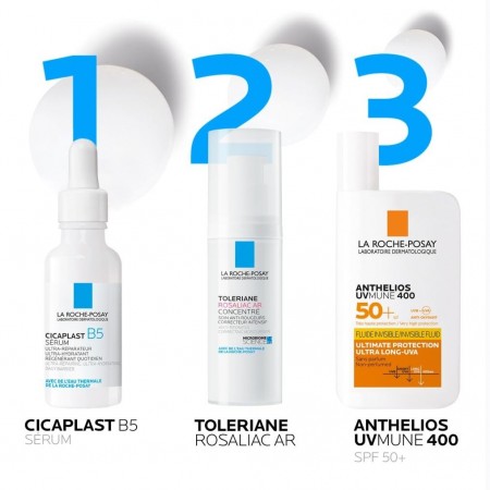 Rutina diaria de reparación y protección facial con sérum Cicaplast B5, crema y fotoprotector