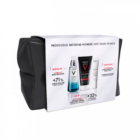 VICHY NECESER PROTOCOLO ANTIEDAD HOMBRE: MINERAL 89 SERUM 50ML + VICHY HOMME CREMA 50ML + REGALO