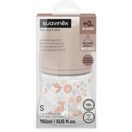 SUAVINEX BIBERON TETINA DE SILICONA SXPRO ANTI COLICO FUJO S +0 MESES 150 ML