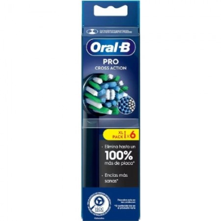 ORAL B RECAMBIOS CROSS ACTION CEPILLO DENTAL ELECTRICO 6 CABEZALES COLOR NEGRO