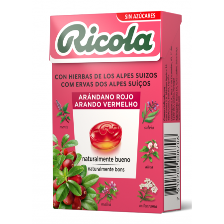 RICOLA CARAMELOS SIN AZUCAR SABOR ARANDANO ROJO 50 G
